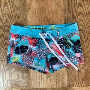 Maui and Sons Floral & Palm Print Surf Shorts - Size 7